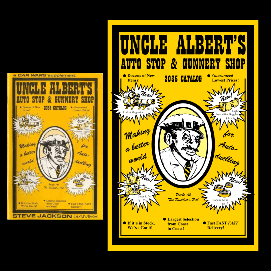Recreation of Uncle Albert's Catalog (sic) as a t-shirt design.